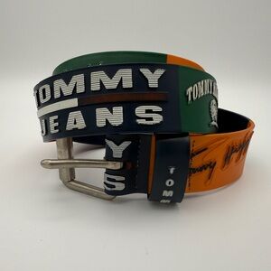 Vintage Tommy Jeans Hilfiger Molded Rubber Belt 40” Colorblock 90s Y2K + Brass